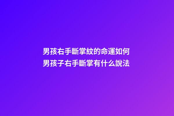 男孩右手斷掌紋的命運如何 男孩子右手斷掌有什么說法-第1張-觀點-玄機派